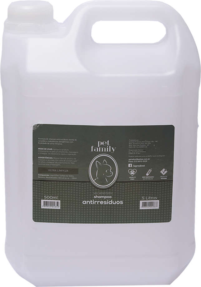 Shampoo Pet Family Antirresíduos para Cães e Gatos - 5 Litros