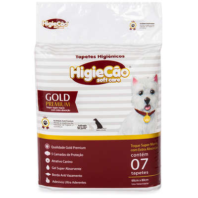 Tapetes Higiênicos HigieCão soft care Gold Premium para Cães de Médio e Grande Porte