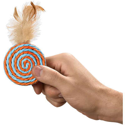 Brinquedo Mini Tamborim com Peninhas Fibra Natural para Gatos