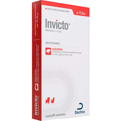 Ectoparasiticida Dechra Invicto 11,4 mg para Cães e Gatos de Pequeno Porte