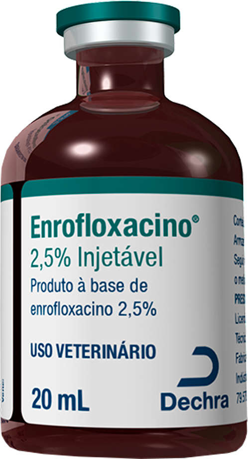 Antibiótico Dechra Enrofloxacino 2,5% Injetável para Cães e Gatos - 20 mL