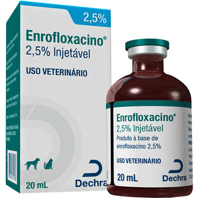 Antibiótico Dechra Enrofloxacino 2,5% Injetável para Cães e Gatos