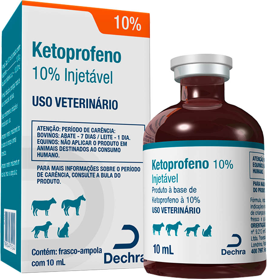 Anti-inflamatório Dechra Ketoprofeno 10% Injetável para Bovinos e Equinos - 10 mL