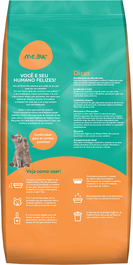 Granulado de Madeira Meau para Gatos - 2,5Kg