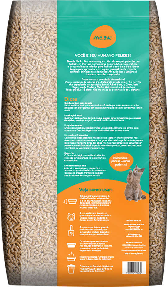 Granulado de Madeira Meau para Gatos - 10Kg