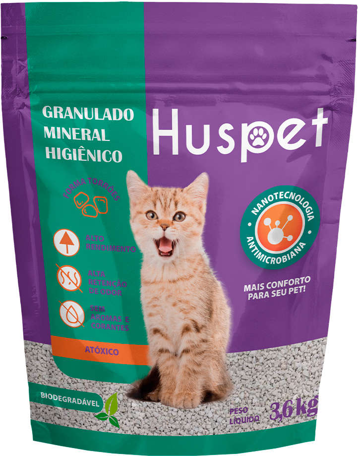 Granulado Higiênico Mineral Huspet para Gatos - 3,6Kg