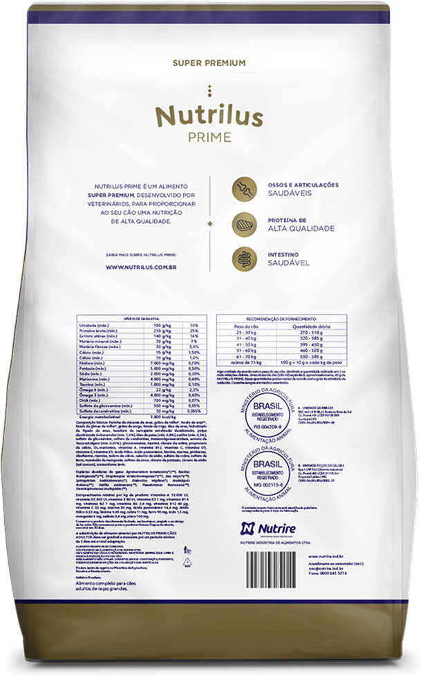 Ração Nutrilus Prime Frango para Cães Adultos de Raças Grandes - 20Kg