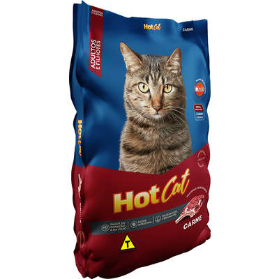 Ração Seca Hot Cat Carne para Gatos Adultos