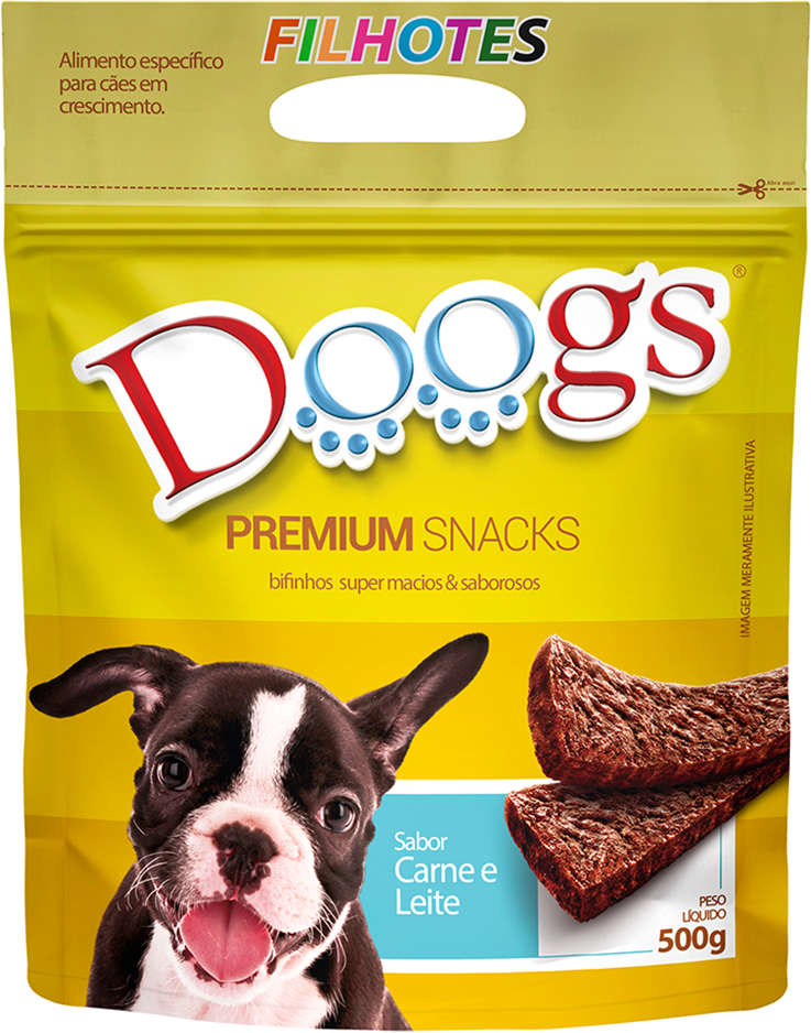 Bifinho Doogs Premium para Cães Filhotes Sabor Carne e Leite - 1Kg