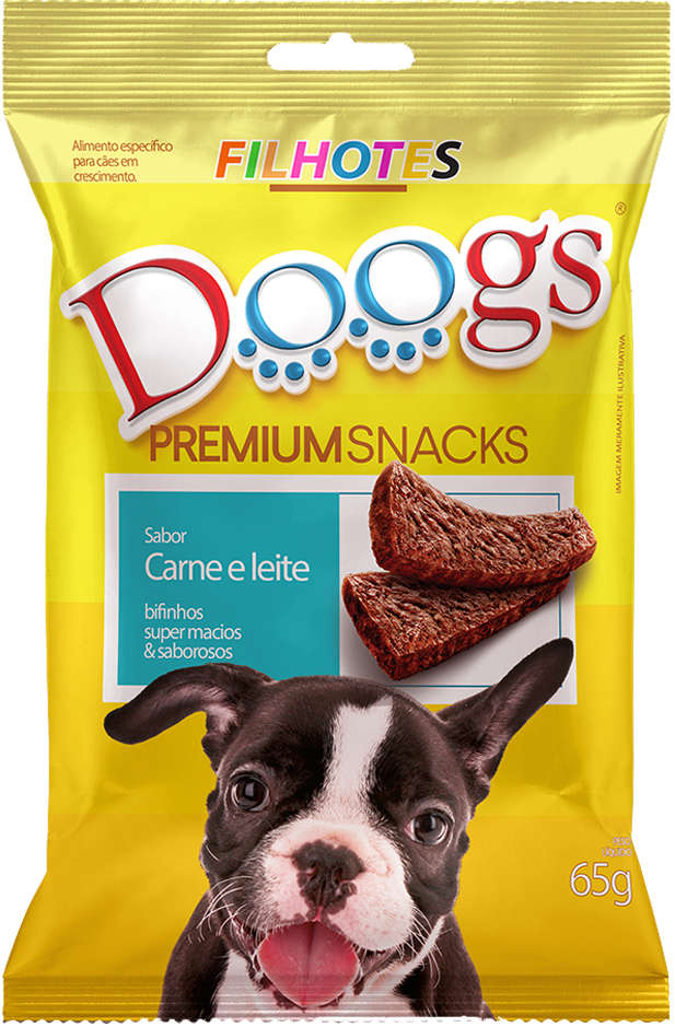 Bifinho Doogs Premium para Cães Filhotes Sabor Carne e Leite - 65g