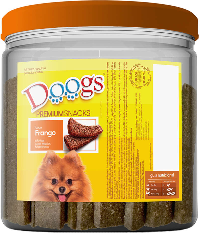 Bifinho em Pote Doogs Premium para Cães Adultos Sabor Frango - 1Kg