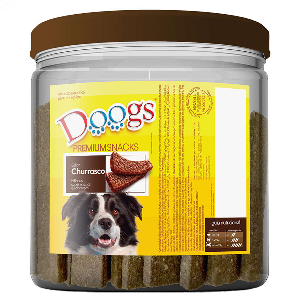 Bifinho em Pote Doogs Premium para Cães Adultos Sabor Churrasco - 1Kg