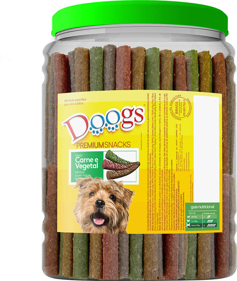 Bifinho Doogs Premium para Cães Adultos Sabor Carne e Vegetais - 2,5Kg