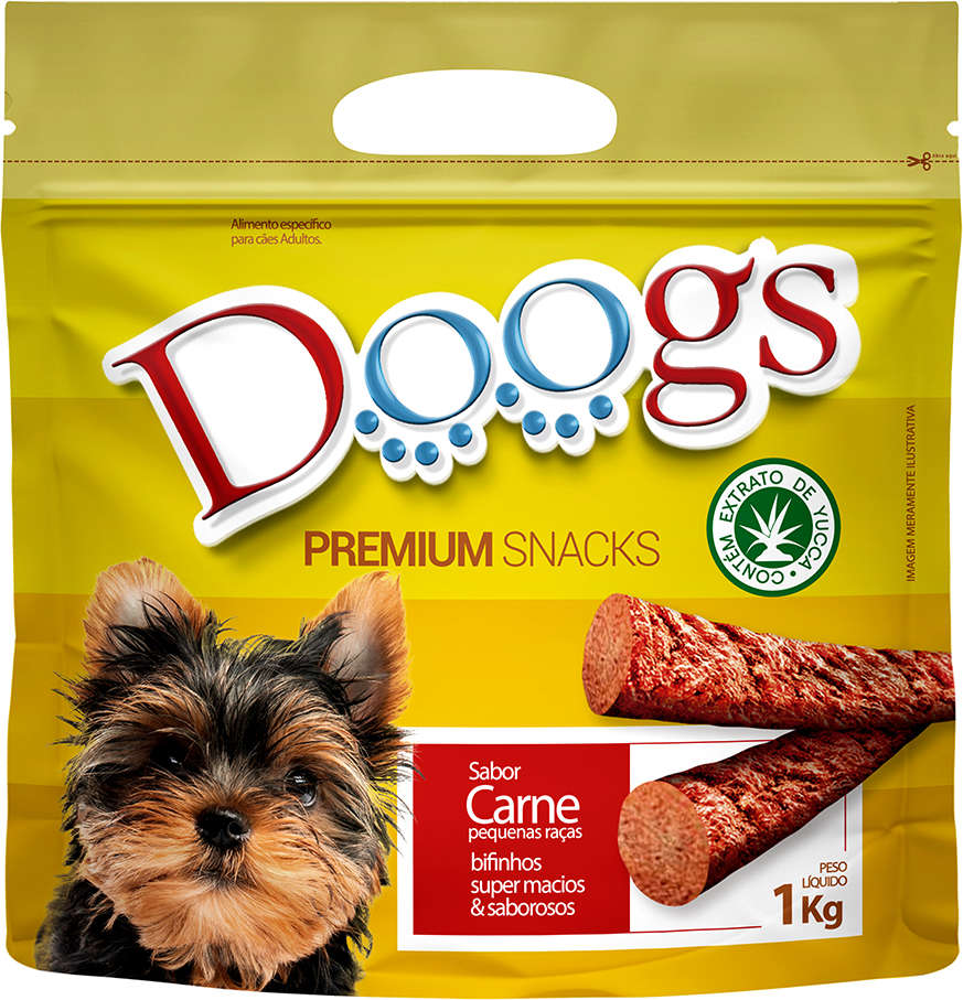 Bifinho Doogs Premium para Cães Adultos Porte Pequeno Sabor Carne - 1Kg