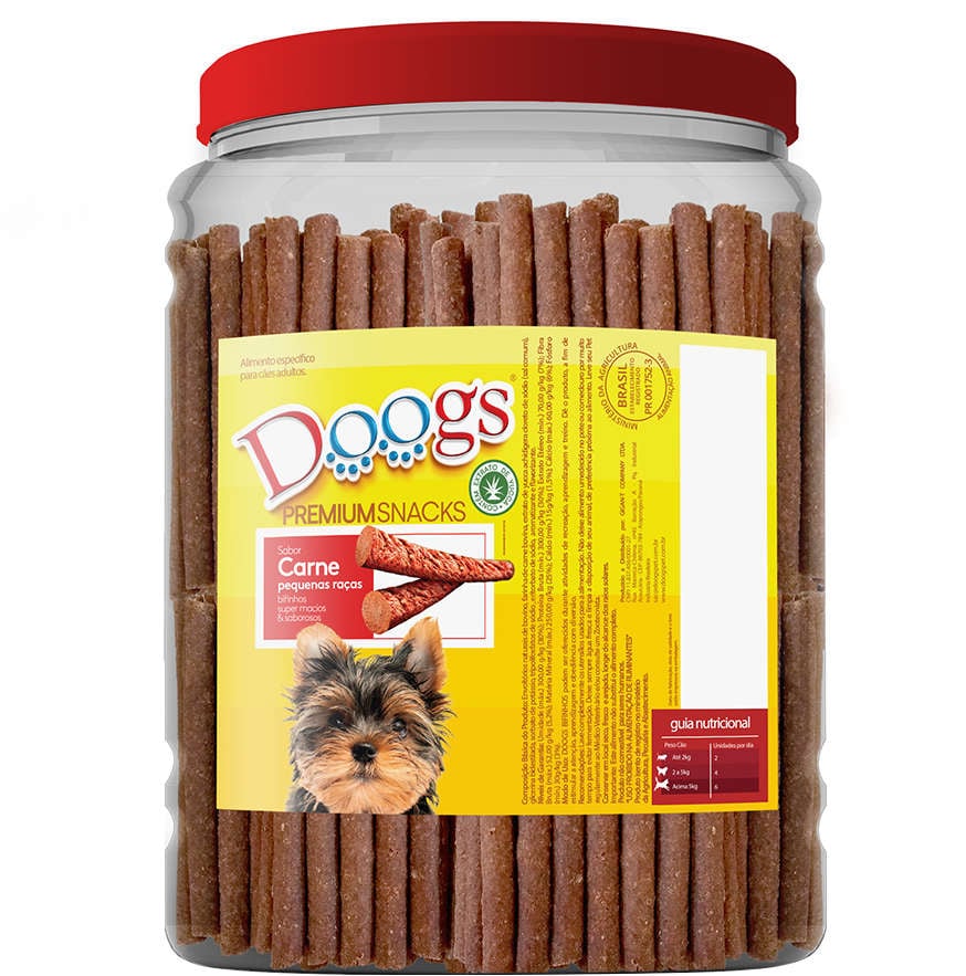 Bifinho Doogs Premium para Cães Adultos Porte Pequeno Sabor Carne - 2,5Kg