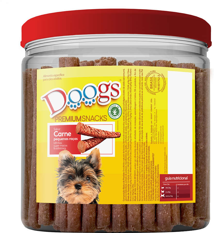 Bifinho em Pote Doogs Premium para Cães Adultos Porte Pequeno Sabor Carne - 1Kg