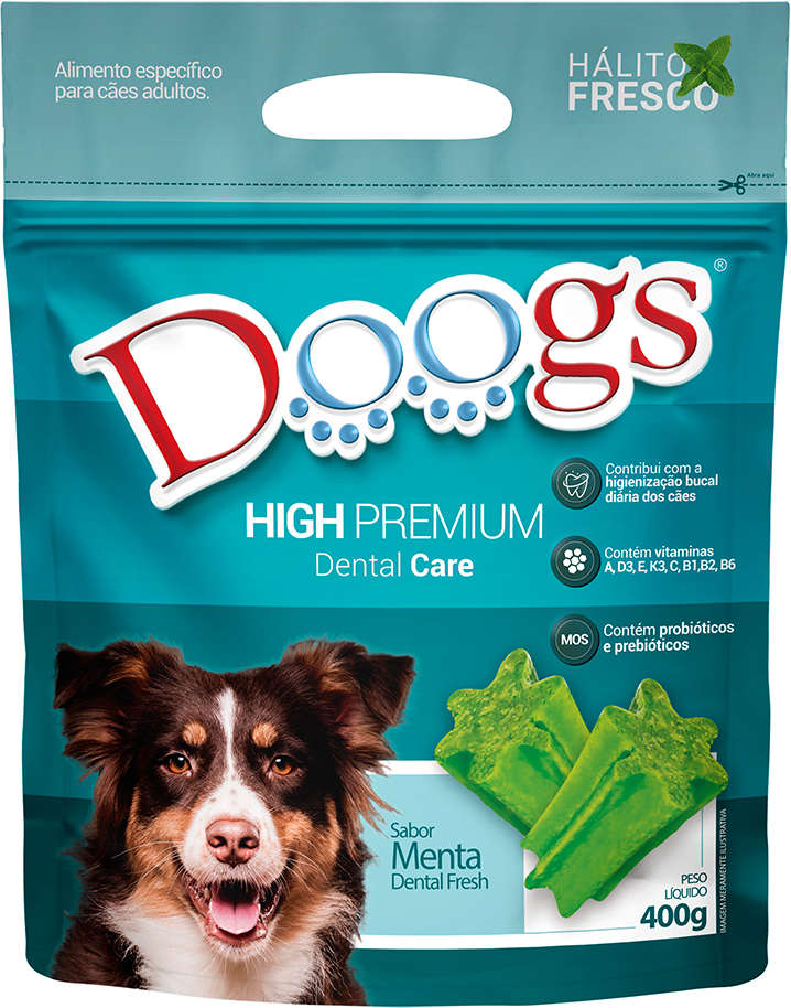Petisco Doogs High Premium para Cães Adultos Sabor Menta - 400g