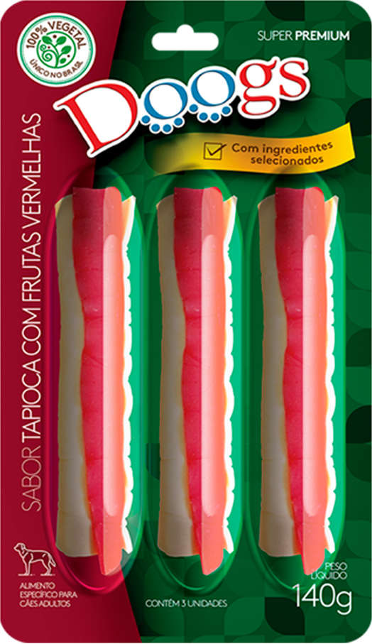 Petisco Doogs Super Premium para Cães Adultos Sabor Tapioca com Frutas Vermelhas - 140g