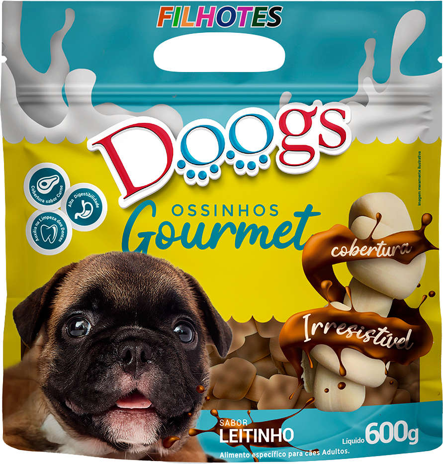 Osso Doogs para Cães Filhotes Porte Grande Sabor Leitinho e Carne - 600g