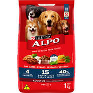 Ração Seca Nestlé Purina Alpo Carne, Frango, Cereais e Vegetais para Cães Adultos - 1Kg