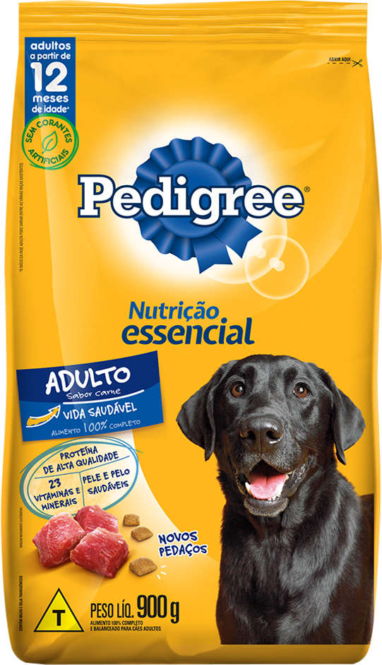 Ração Seca Pedigree Nutrição Essencial Carne para Cães Adultos Raças Médias e Grandes - 900 g