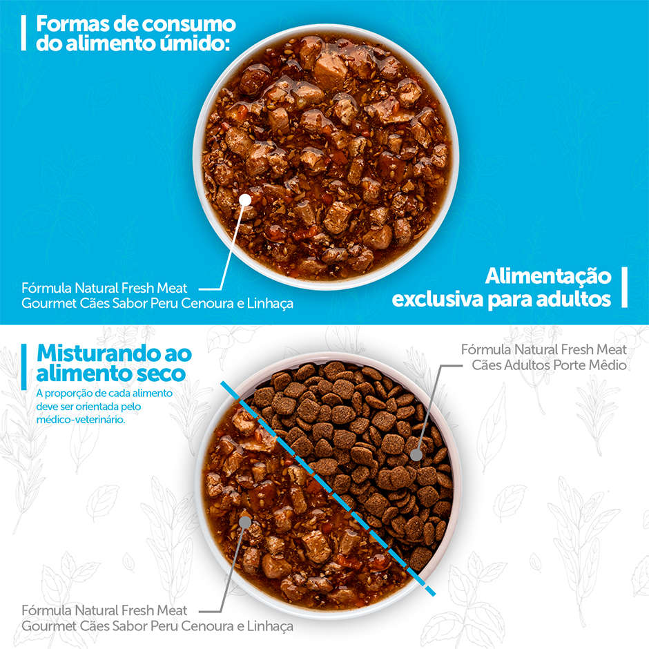 Ração Úmida Fórmula Natural Fresh Meat Gourmet Peru, Cenoura e Linhaça para Cães Adultos - 70 g