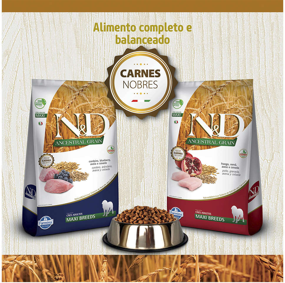 Ração Farmina N&D Ancestral Grain Cordeiro Cães Adultos Raças Grandes - 10,1Kg