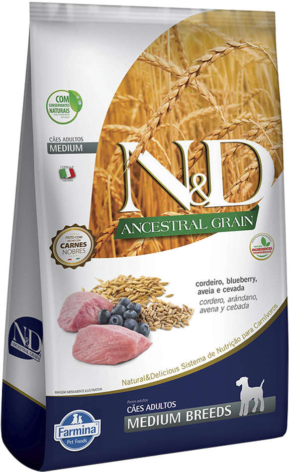 Ração Farmina N&D Ancestral Grain Cordeiro Cães Adultos Raças Médias - 10,1Kg