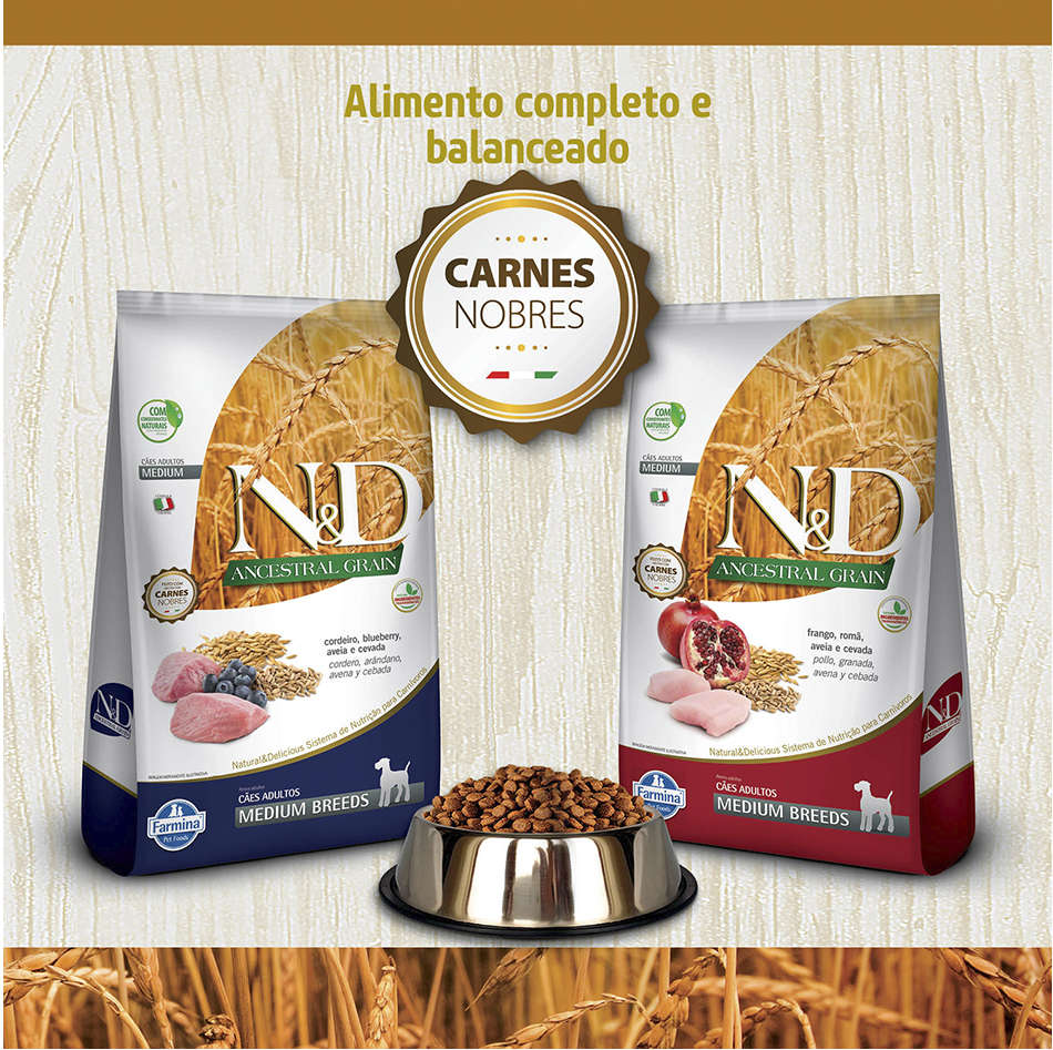 Ração Farmina N&D Ancestral Grain Cordeiro Cães Adultos Raças Médias - 10,1Kg