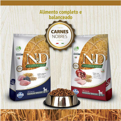 Ração Farmina N&D Ancestral Grain Cordeiro Cães Adultos Raças Médias