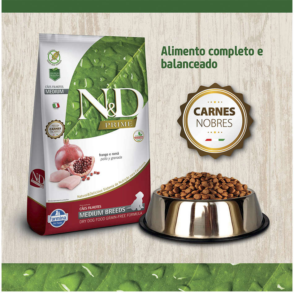 Ração Farmina N&D Prime Frango e Romã Cães Filhotes Raças Médias - 10,1Kg