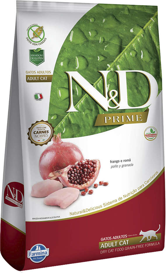 Ração Farmina N&D Prime Frango e Romã Gatos Adultos - 7,5Kg