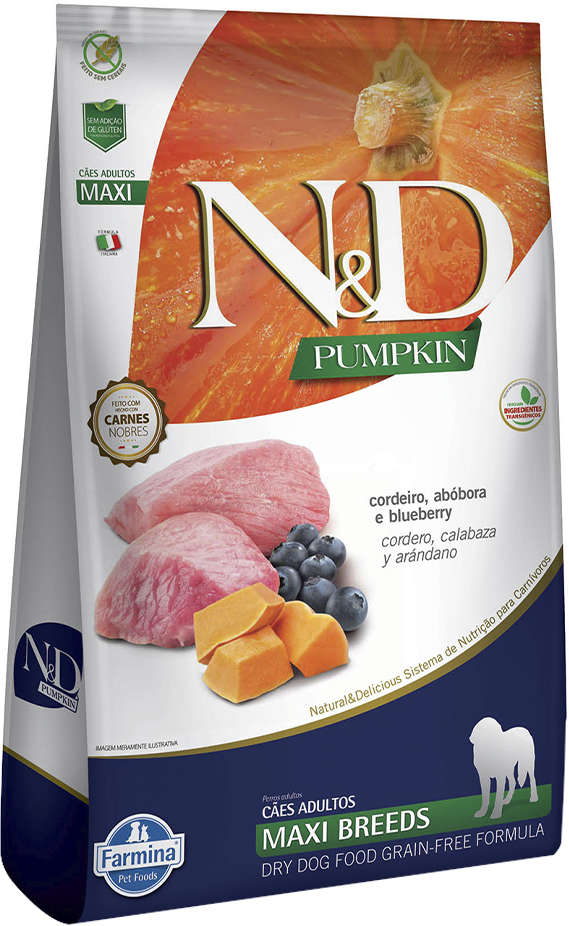 Ração Farmina N&D Pumpkin Carnes Nobres Cordeiro para Cães Adultos de Raças Grandes - 10,1Kg