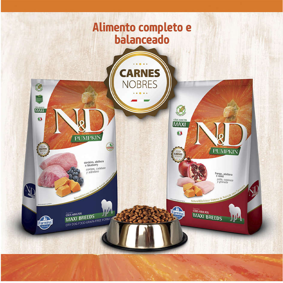 Ração Farmina N&D Pumpkin Carnes Nobres Cordeiro para Cães Adultos de Raças Grandes - 10,1Kg
