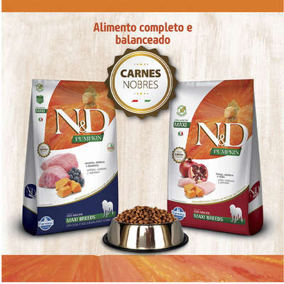 Ração Farmina N&D Pumpkin Carnes Nobres Cordeiro para Cães Adultos de Raças Grandes