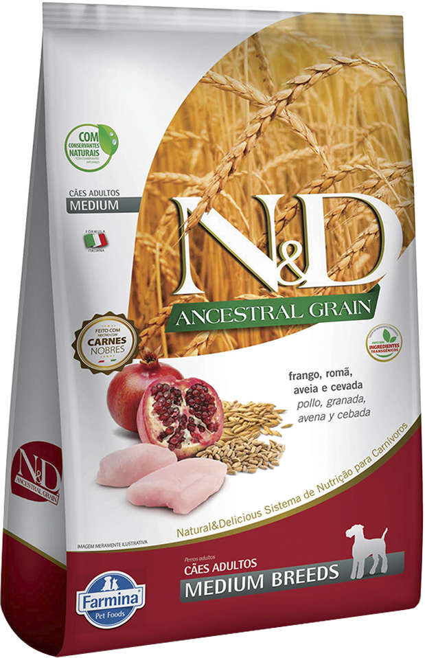 Ração Farmina N&D Ancestral Grain Frango Cães Adultos Raças Médias - 10,1Kg