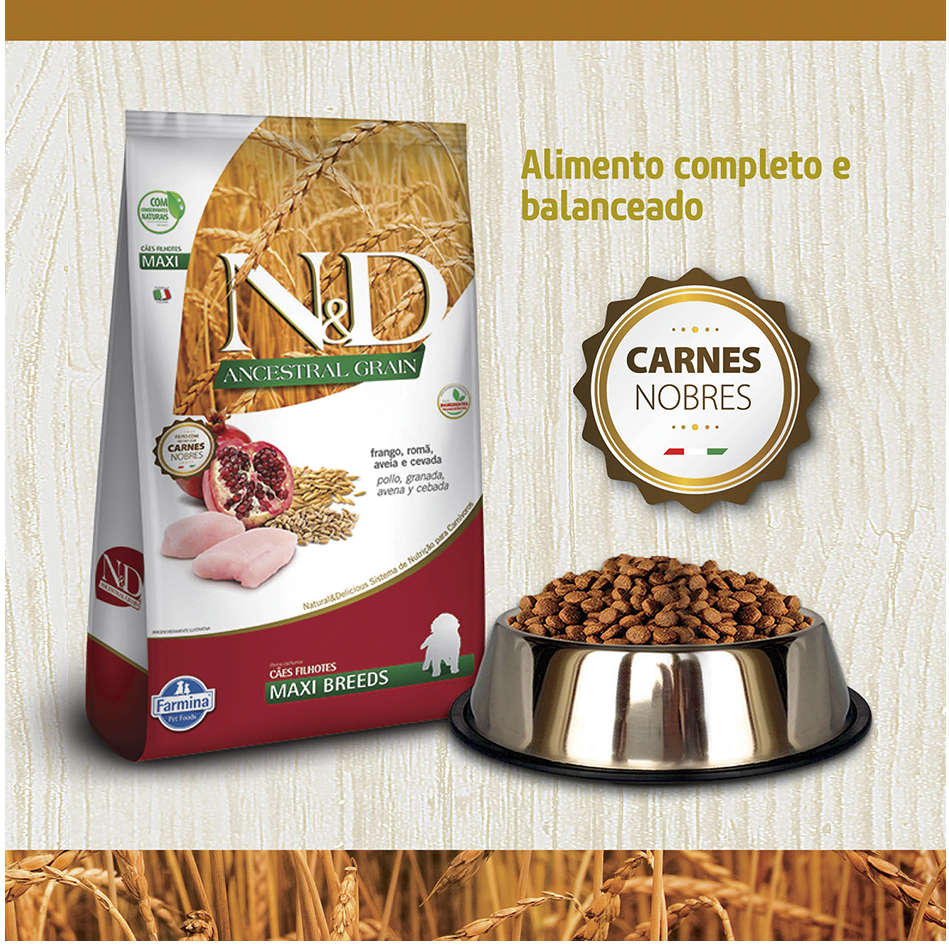 Ração Farmina N&D Ancestral Grain Frango Cães Filhotes Raças Grandes - 10,1Kg