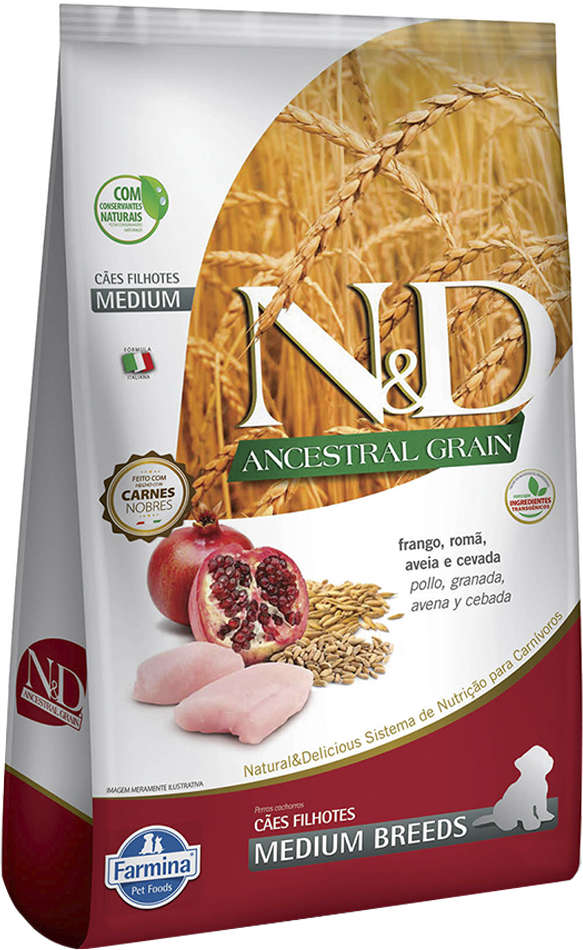 Ração Farmina N&D Ancestral Grain Frango Cães Filhotes Raças Médias - 10,1Kg