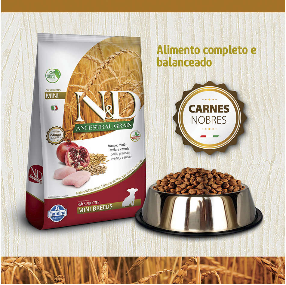 Ração Farmina N&D Ancestral Grain Frango Cães Filhotes Raças Pequenas - 2,5Kg