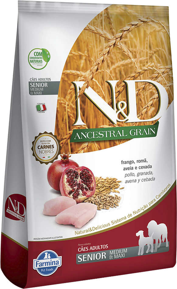 Ração Farmina N&D Ancestral Grain Frango Cães Idosos Raças Médias - 10,1Kg