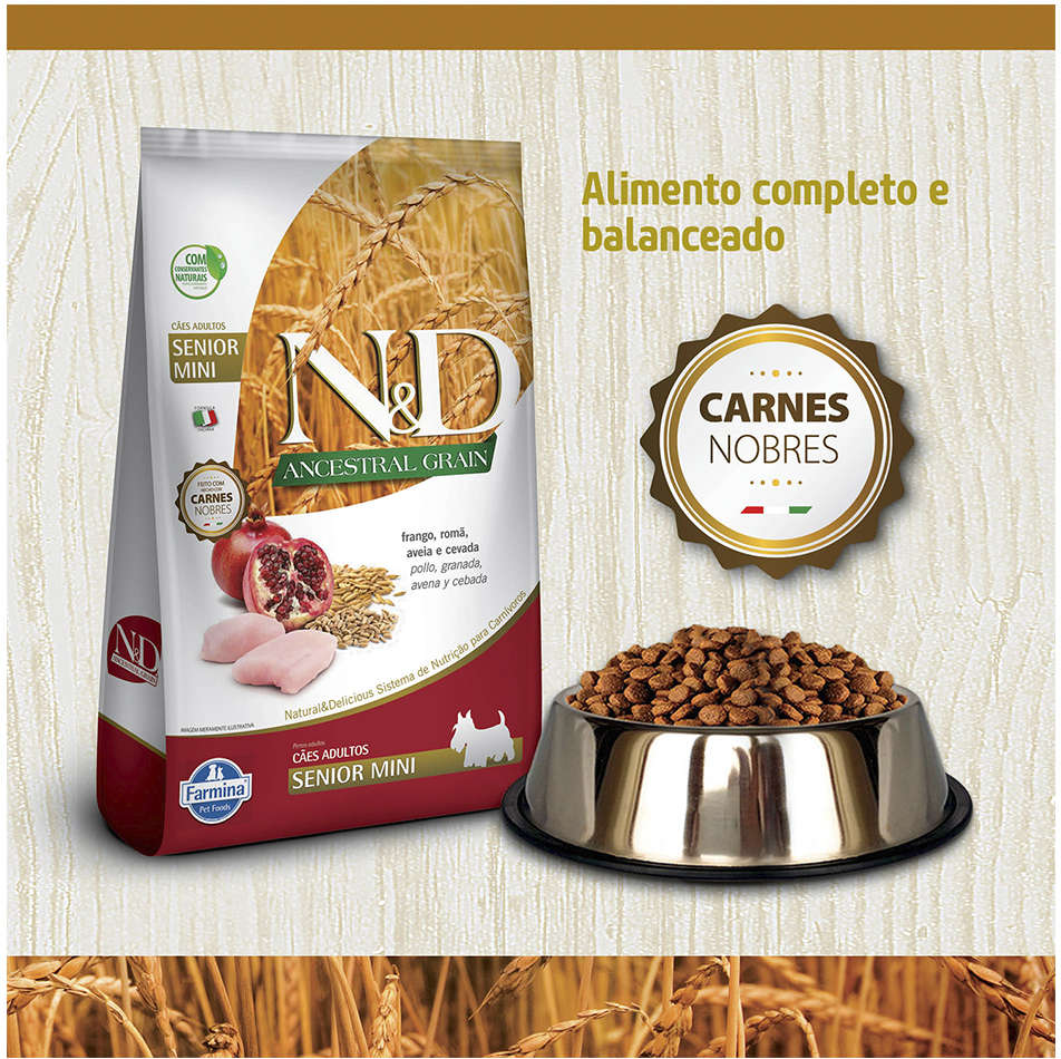 Ração Farmina N&D Ancestral Grain Frango Cães Idosos Raças Pequenas - 2,5Kg