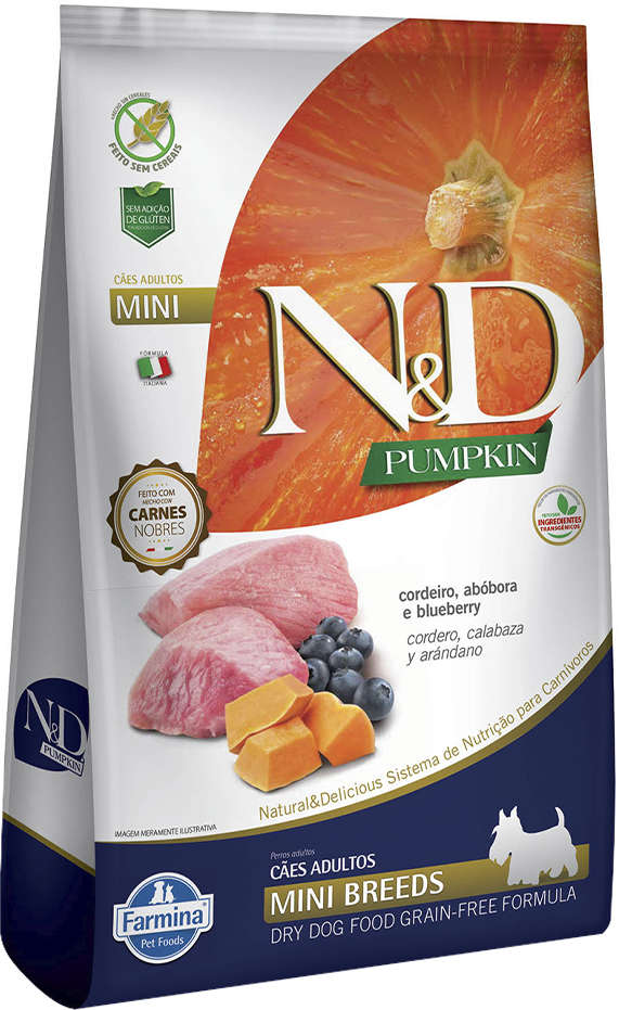 Ração Farmina N&D Pumpkin Carnes Nobres Cordeiro para Cães Adultos de Raças Pequenas - 2,5Kg