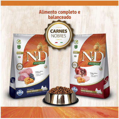 Ração Farmina N&D Pumpkin Carnes Nobres Cordeiro para Cães Adultos de Raças Pequenas