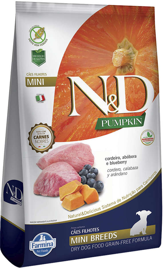 Ração Farmina N&D Pumpkin Carnes Nobres Cordeiro para Cães Filhotes de Raças Pequenas - 2,5Kg