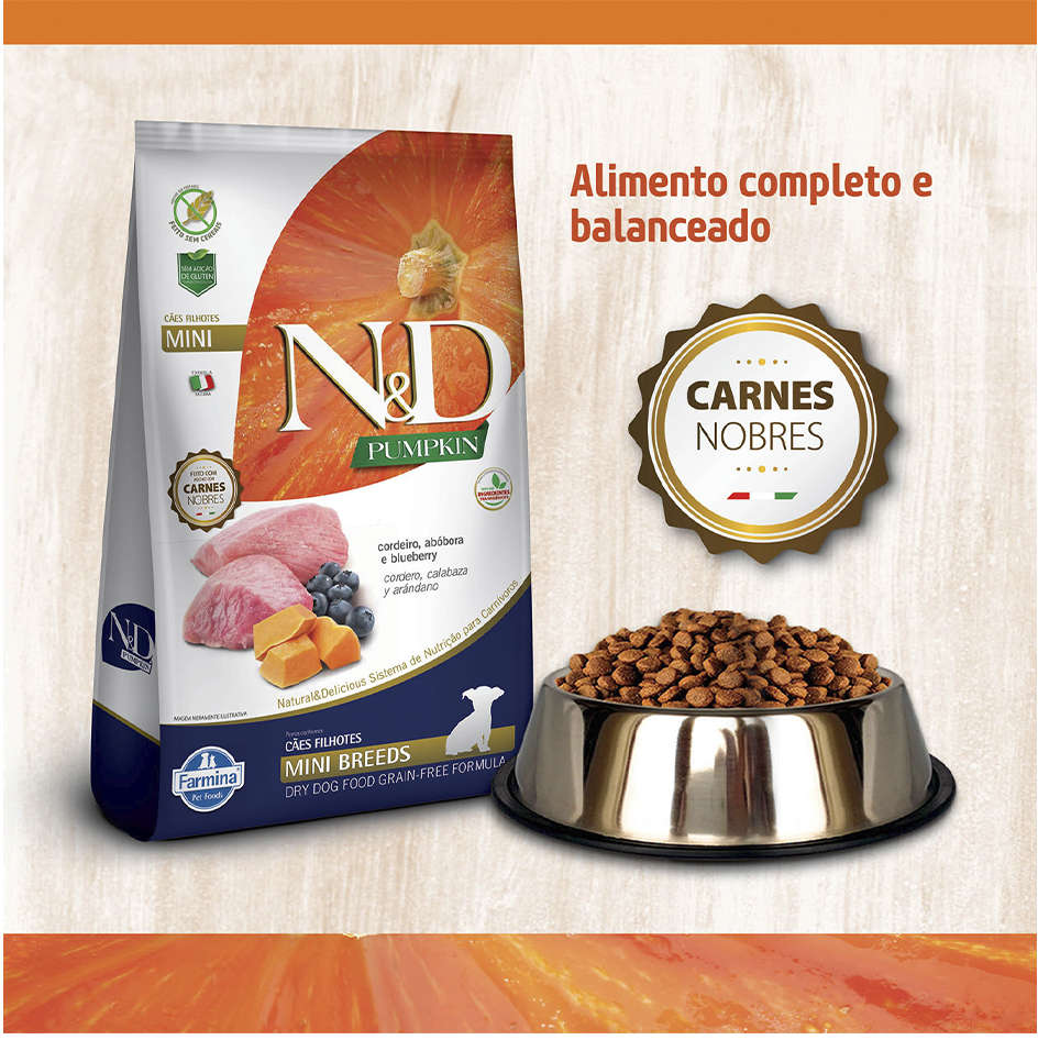 Ração Farmina N&D Pumpkin Carnes Nobres Cordeiro para Cães Filhotes de Raças Pequenas - 2,5Kg