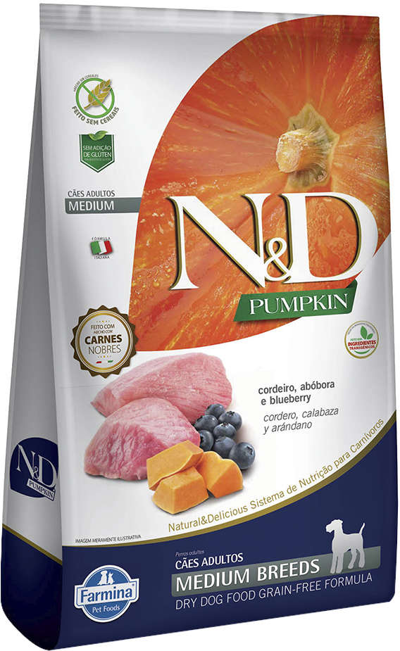 Ração Farmina N&D Pumpkin Cordeiro para Cães Adultos de Raças Médias - 10,1Kg