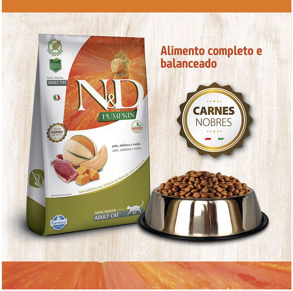 Ração Farmina N&D Pumpkin Pato, Abóbora e Melão para Gatos Adultos - 400 g