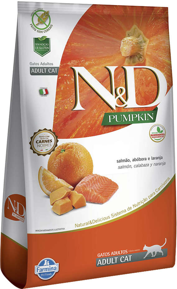 Ração Farmina N&D Pumpkin Salmão, Abóbora e Laranja para Gatos Adultos - 1,5Kg