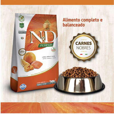 Ração Farmina N&D Pumpkin Salmão, Abóbora e Laranja para Gatos Adultos