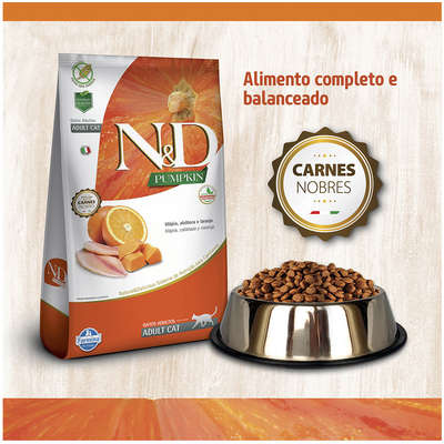 Ração Farmina N&D Pumpkin Tilápia, Abóbora e Laranja para Gatos Adultos